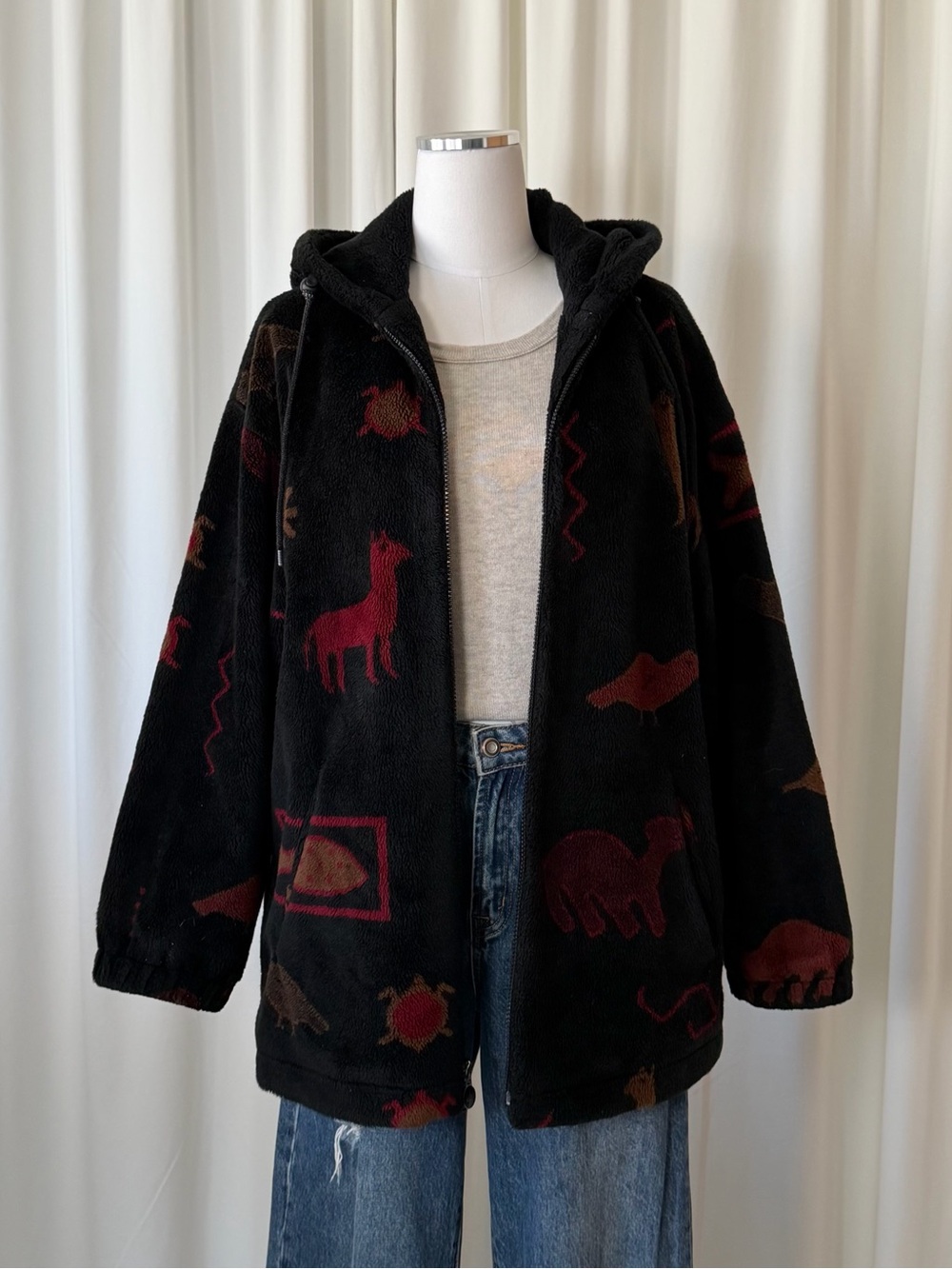 Vintage Y2K Forecaster Sport Fleece Jacket Hooded Zip Up Black Gorpcore small - Picture 4 of 14